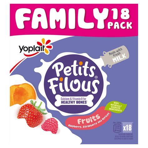 Petits Filous Strawberry Raspberry And Apricot Fromage Frais 18 X 47g
