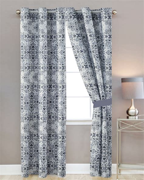 Hgmart Indoor Polyester Blackout Grommet Curtain Pair Blue 10 In X 6 In