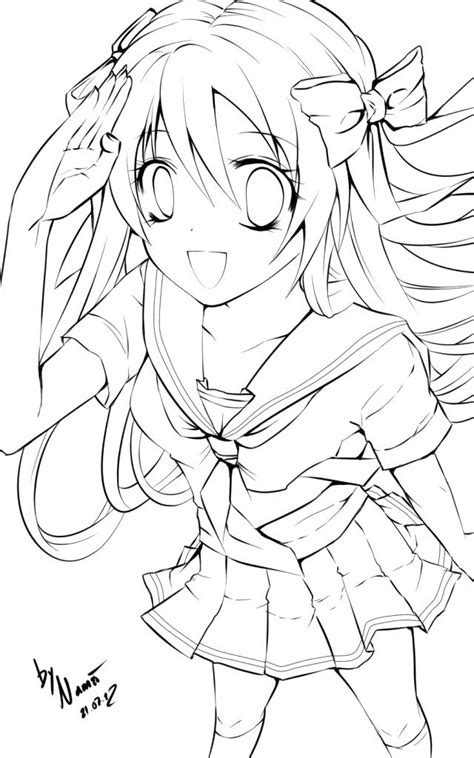 Anime Cat Girl Coloring Pages At Getdrawings Free Download