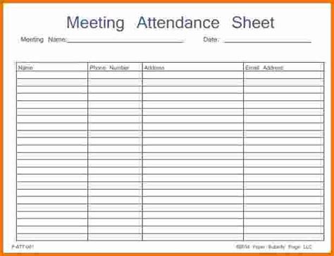 Meeting Attendance Register Template Excel Pdf Template