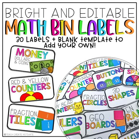 Bright And Editable Math Bin Labels Teach Create Motivate