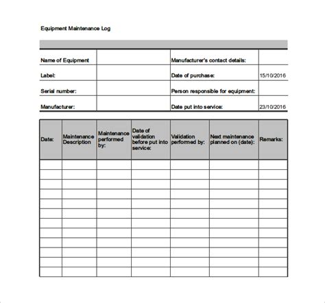 Preventive maintenance is a type of proactive maintenance that includes adjustments, cleaning preventive has the same meaning as preventative. Equipment Maintenance Log Template Excel | charlotte ...