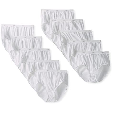 hanes womens 10 pack cotton brief panty white size 7