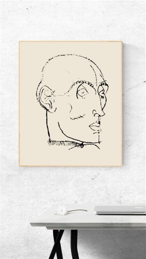 Line Drawing Face Print Portrait Of Man Line Drawing Abstract Line