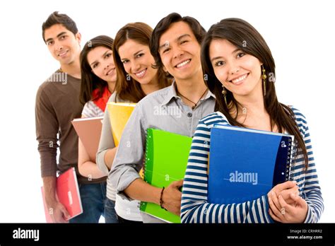 Happy University Students With Notepads Stock Photo Royalty Free Image