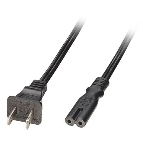 2m Us 2 Pin Polarised Plug To Iec C7 Mains Power Cable Black From