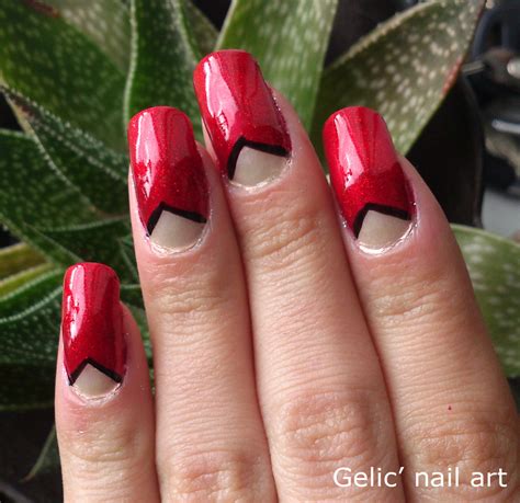 Gelic Nail Art 31dc2013 Day 1 Red Arrow Funky French
