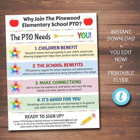 Editable Pto Pta Recruitment Flyer Printable Handout School
