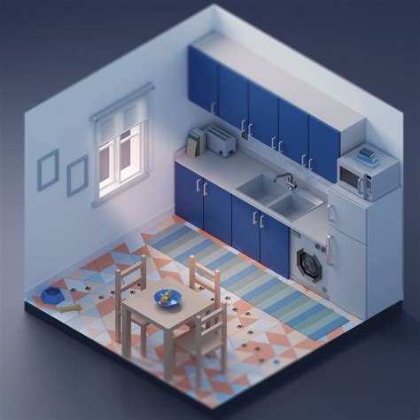 Low Poly Kitchen Low Poly 3d By Ângelo Fernandesa 3d Kitchen Done In