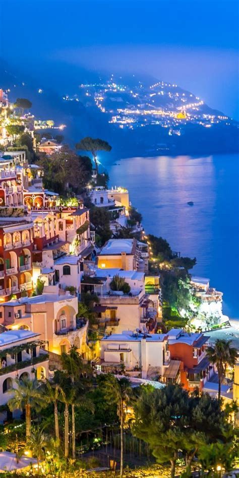 Beautiful Night View Of Amalfi Coast Amalficoast Italy Travel