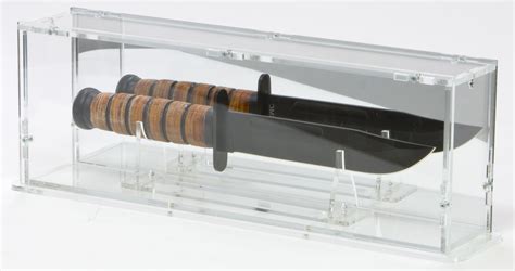 Knife Display Case With Mirrored Back Panel And Separate Knife Stand
