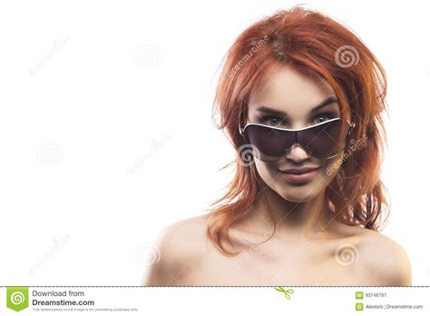 The Redhead Girl In Sunglasses Type 6 Stock Image Image Of Body