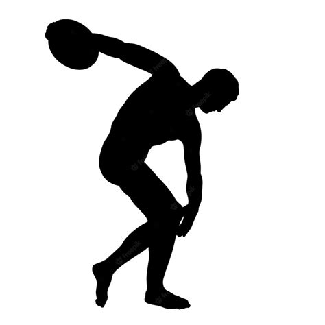 Premium Vector Vector Illustration Of Discus Thrower Black Silhouette