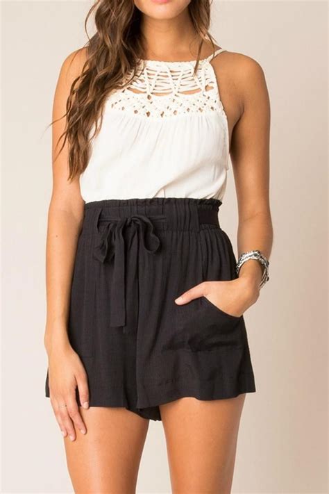 Black Swan Tie Shorts Dressy Shorts Black High Waisted Shorts Spring Outfits Classy