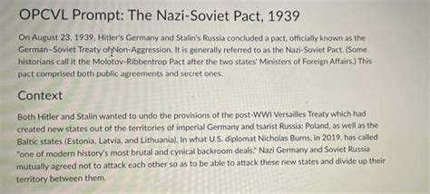 Opcvl Prompt The Nazi Soviet Pact 1939 On August