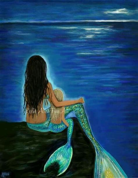 A Painting Of Two Mermaids Hugging Each Other