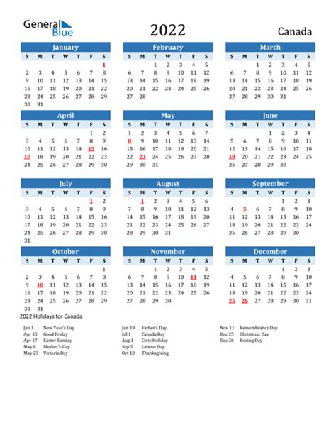 Canadian Holiday Calendar 2022 January Calendar 2022