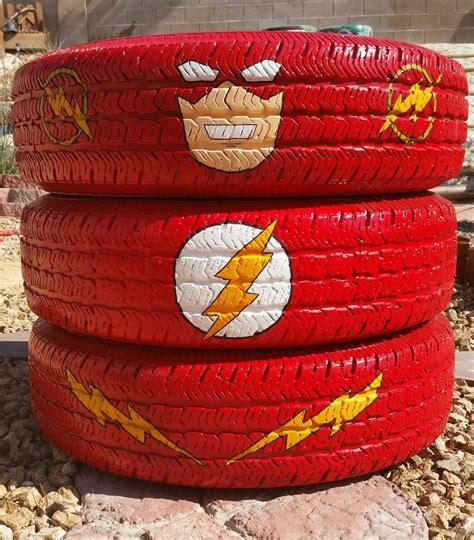 Tire The Flash Superhero Character From Old Car Tires Spray Paint And