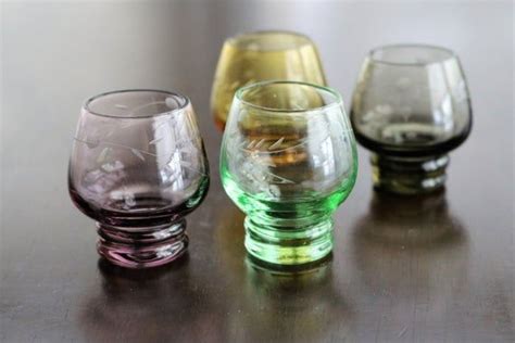 4 Vintage Cordial Glasses Set Of Shot Glasses Set Of Multi Etsy Shot Glasses Mason Jar Wine