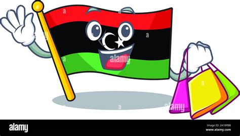 Shopping Flag Libya Cartoon Isolated The Mascot Stock Vector Image