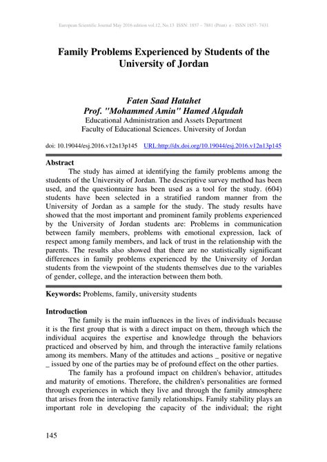 Sometimes, the example of thesis statement goes beyond a sentence and there's nothing to worry about it. (PDF) Family Problems Experienced by Students of the ...