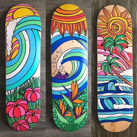 Hand Painted Skateboards Painted Skateboard Longboard Art Surfboard Art