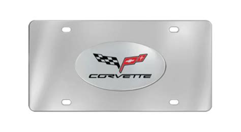 Chevy Corvette C6 License Plate Chrome Emblem Polished Stainless