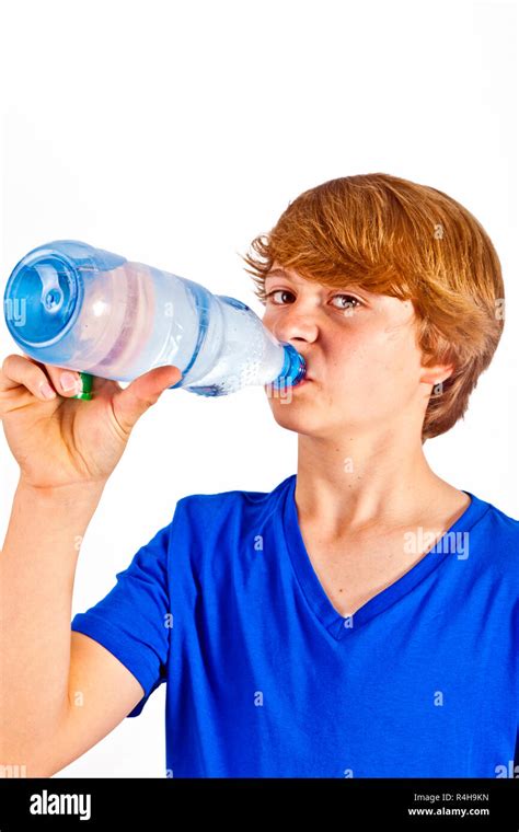Thirsty Boy Is Drinking Water Stock Photo Alamy