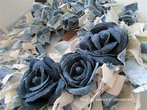 How To Make A Denim Jeans Rag Wreath With Flowers Hometalk