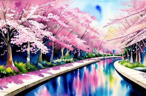 Japan Sakura Festival Of Cherry Tree Blossom Explosion Ai Generated