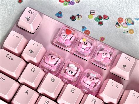 Kirby Keycaps Cute Mechanical Keyboard Ecs Artisan Keycap Etsy Norway
