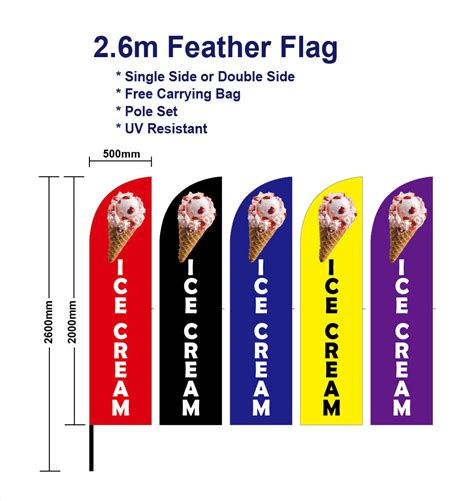 M Outdoor Ice Cream Flags Feather Flag With Base Kits Spike