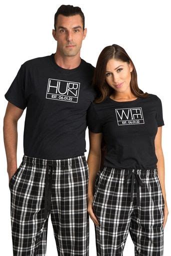 Matching Couple Hubz And Wife Flannel Pajama Couple Pajamas Grey