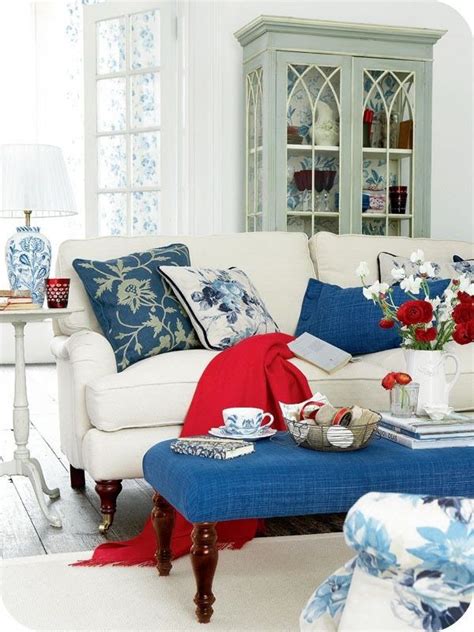 Look for a table with a sturdy wooden construction and whitewashed. How to Do Red, White and Blue Elegantly | Living room red ...