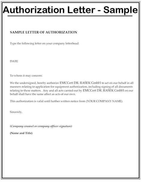 Brand Authorization Letter Template