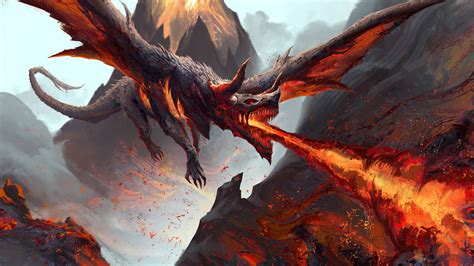 Download Fire-Breathing Lava Dragon Wallpaper | Wallpapers.com