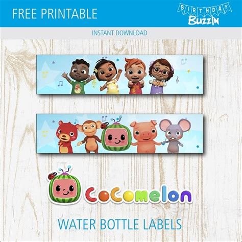 Free Printable Cocomelon Water Bottle Labels Birthday Buzzin