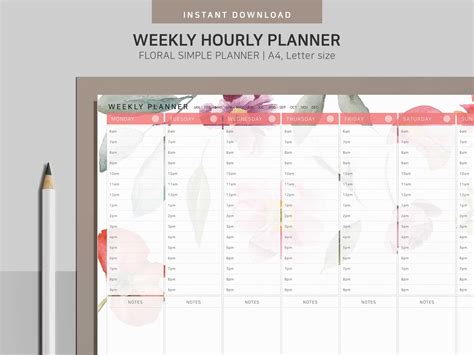 Flower Planner Floral Weekly Planner Printable Flower Weekly Etsy