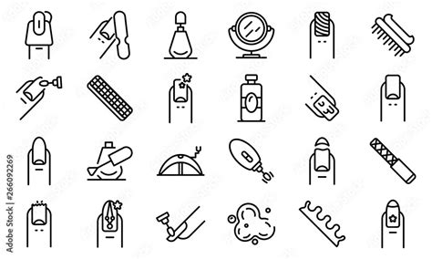 Nail Icons Set Outline Set Of Nail Vector Icons For Web Design