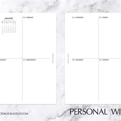 Undated Weekly Planner Printable Personal Wide Weekly Etsy