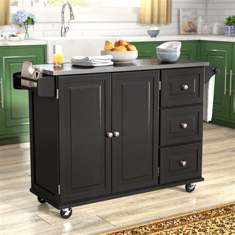 Add elegance and extra storage to your home with this teignmouth rolling kitchen island with stainless steel top from this manufacturer. Andover Mills Kuhnhenn Kitchen Island with Stainless Steel ...