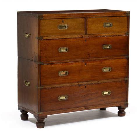Antique English Mahogany Campaign Chest Of Drawers Lot 3063 June Estate Auctionjun 23 2022
