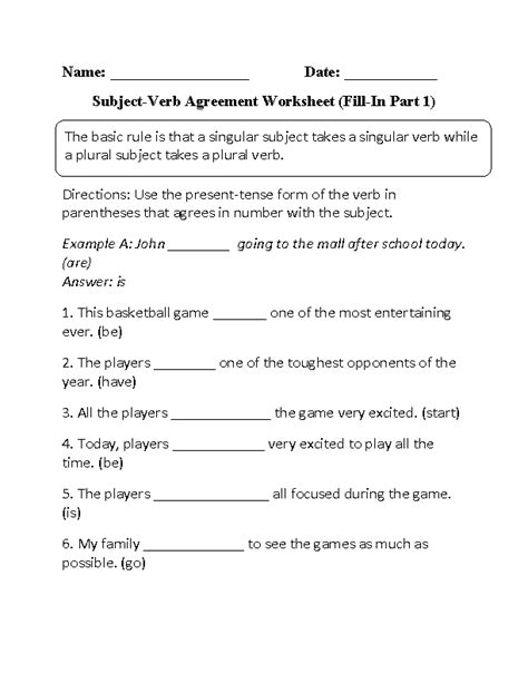 12 Subject Verb Agreement Worksheets 3rd Grade
