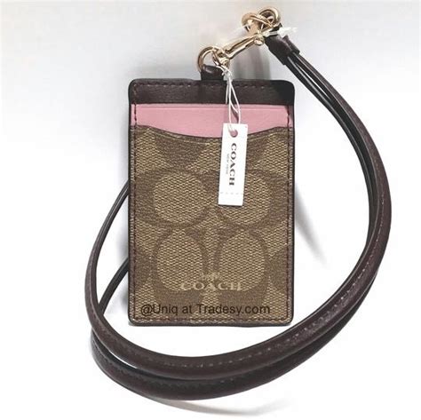 Maybe you would like to learn more about one of these? Coach Pink and Burgundy Leather and Khaki Pvc and Gold Hardware Lanyard Card Case Credit Card ...