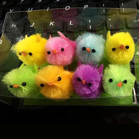 Funpa 8pcsset Colorful Easter Chickens Souvenir Mini Decorative Plush