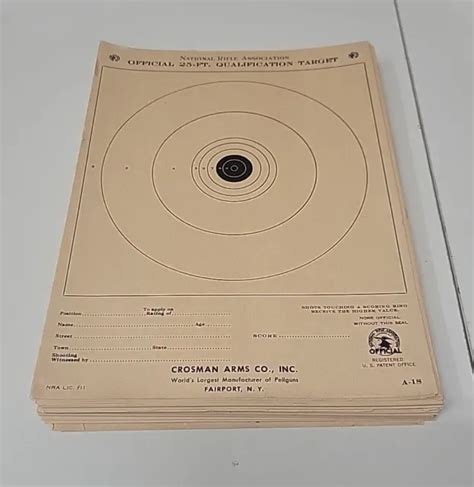 LOT OF VINTAGE Paper Targets Crosman Arms Co W National Rifle