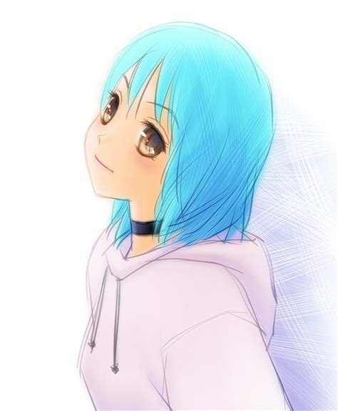 Boceto De Personaje De Anime Femenino De Pelo Verde Azulado Anime