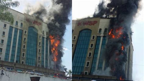 The fire department said a business and apartments at the building sustained damage. (UPDATE) Petaling Jaya's KWSP Building Caught Fire
