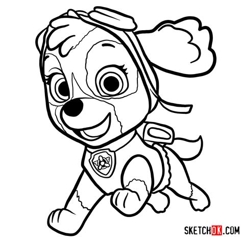 How To Draw Skye Paw Patrol Sketchok Easy Drawing Guides