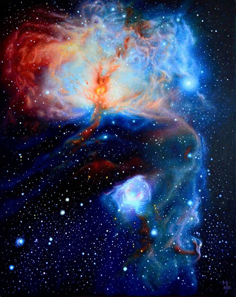 Oil Nebula Art 8x8 Cosmic Art Nebula Oil Painting Celestial Art Oil